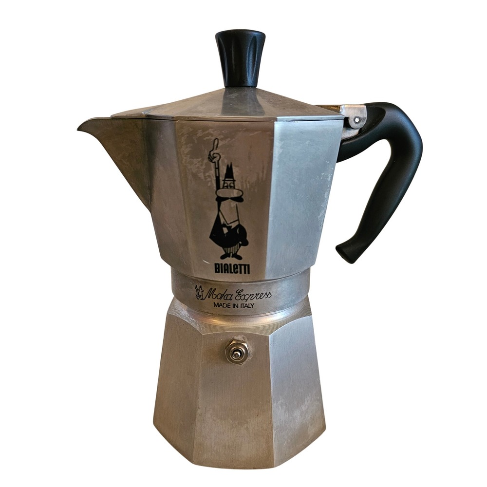 Bialetti Moka Express 3-Cup Stovetop Espresso Maker Silver Aluminum Made Italy